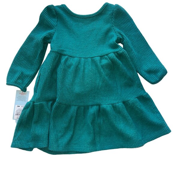 Cat & Jack Rainbow Tee & Ruffle Dress Baby Girls 18M Multicolor Green Organic Se - Picture 5 of 9